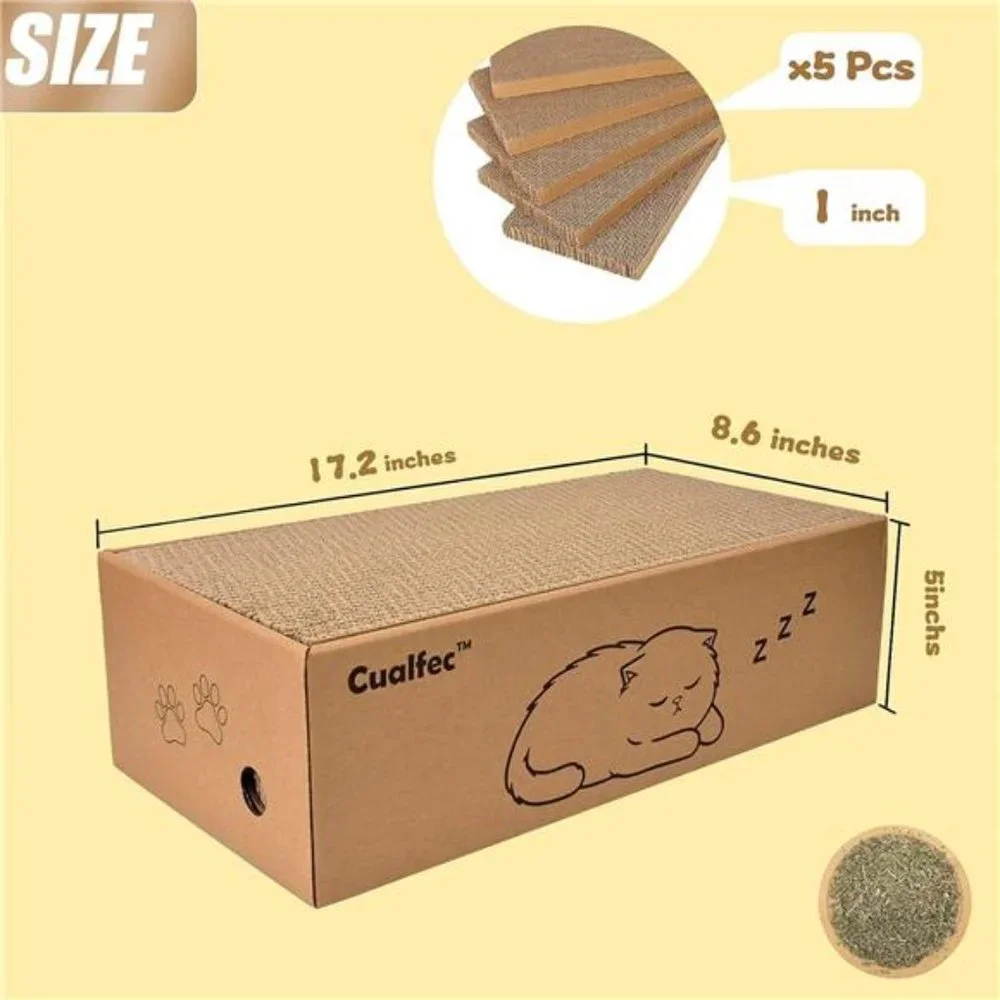 5 Pcs Cardboard Cat Scratchers with Box 16.5x8.2in Cat Scratch Pad Reversible
